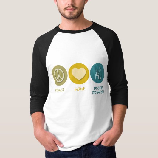 Peace Love Blood Donation T-shirt (Voorkant)