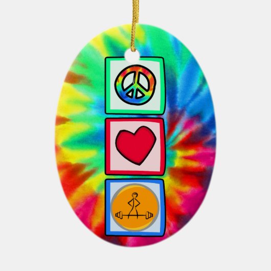 Peace, Love, Bodybuilding Keramisch Ornament (Voorkant)