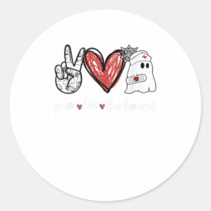 Peace Love Boo Boo Crew Nurse Ghost Hele Ronde Sticker