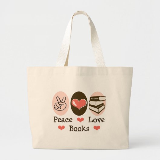 Peace Love Books Canvas Canvas tas (Voorkant)