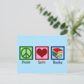 Peace Love Books Cute Blue Book Store Briefkaart (Staand voorkant)