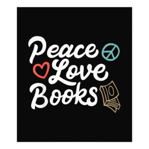 Peace Love Books Geeky & Cute Reading Foto Afdruk
