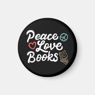 Peace Love Books Geeky & Cute Reading Magneet