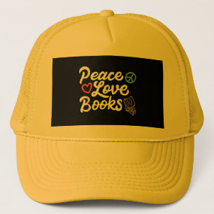 Peace Love Books Geeky & Cute Reading Trucker Pet