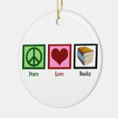 Peace Love Books Keramisch Ornament (Links)