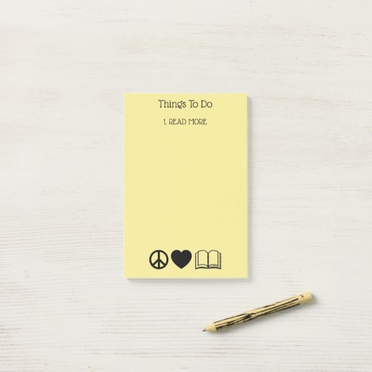 Peace, Love & Books Post-It Notes (Sur un bureau)
