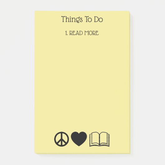 Peace, Love & Books Post-It Notes (Devant)