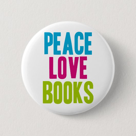 Peace Love Books Ronde Button 5,7 Cm (Voorkant)