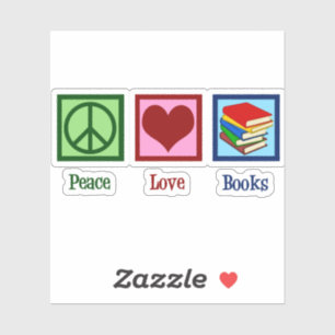 Peace Love Books Sticker