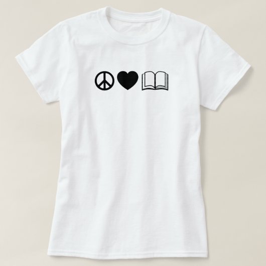 Peace, Love & Books T-shirt Basic (Design devant)