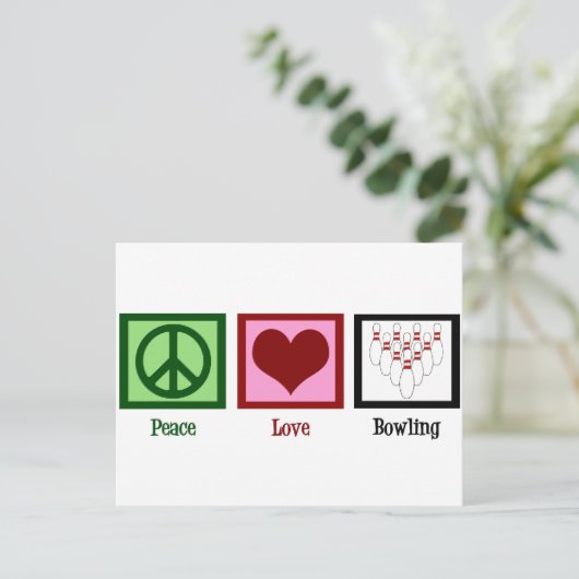 Peace Love Bowling Briefkaart (Staand voorkant)