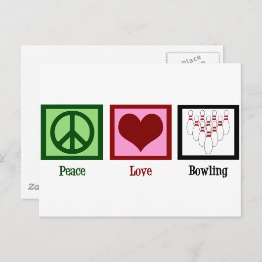 Peace Love Bowling Briefkaart (Voorkant / Achterkant)