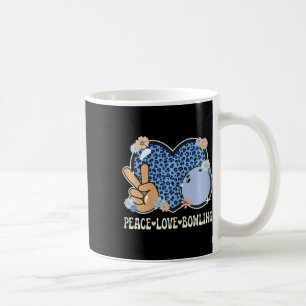 Peace Love Bowling Lover Leopard Print Meisjes Sch Koffiemok