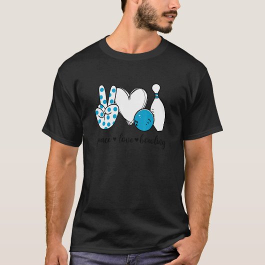 Peace Love Bowling Peace Hand Sign Bowling T-shirt (Voorkant)