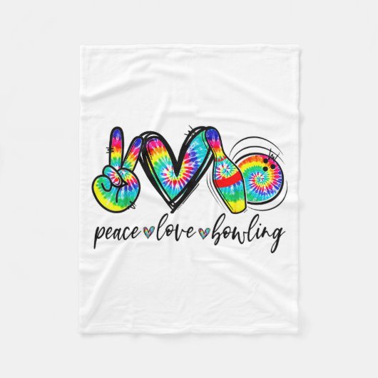 Peace Love Bowling Tie Dye Funny Bowling Lovers Fleece Deken (Voorkant)