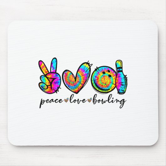 Peace Love Bowling Tie Dye Funny Bowling Lovers Muismat (Voorkant)