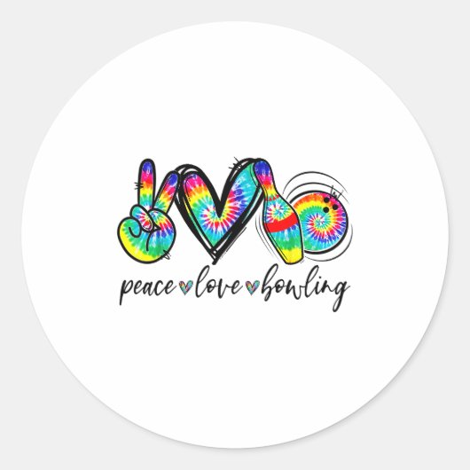 Peace Love Bowling Tie Dye Funny Bowling Lovers Ronde Sticker (Voorkant)