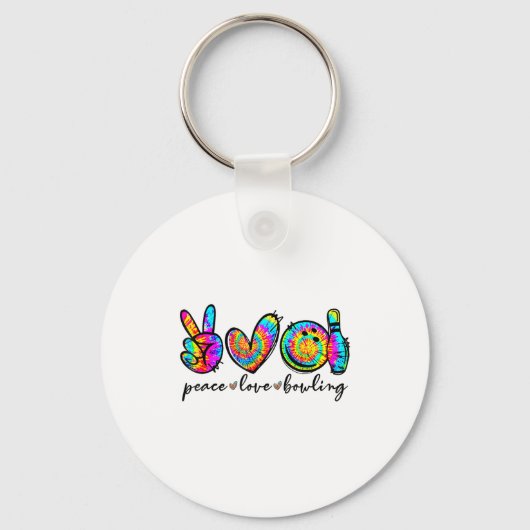 Peace Love Bowling Tie Dye Funny Bowling Lovers  Sleutelhanger (Voorkant)