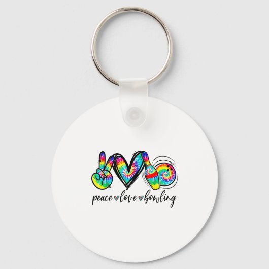 Peace Love Bowling Tie Dye Funny Bowling Lovers Sleutelhanger (Voorkant)