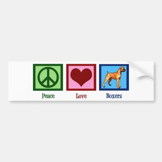 Peace Love Boxers Cute Boxer Dog Bumpersticker (Voorkant)