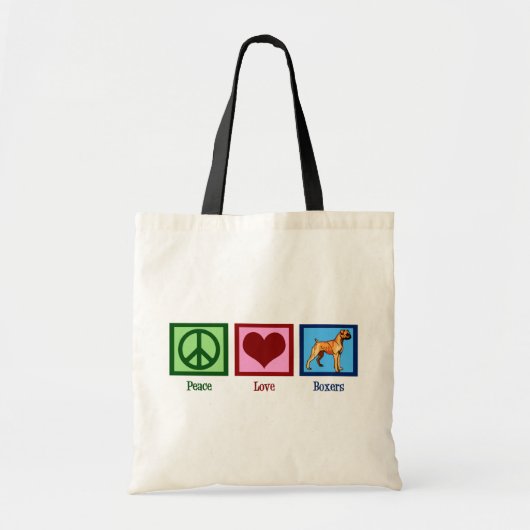 Peace Love Boxers Cute Boxer Dog Tote Bag (Voorkant)