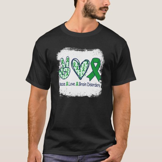 Peace Love Brain Disorders Awareness Support Brain T-shirt (Voorkant)