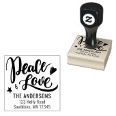 Peace Love Brush Script Vakantie retour adres Rubberstempel (Gestempeld)