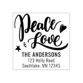 Peace Love Brush Script Vakantie retour adres Rubberstempel (Afrduk)