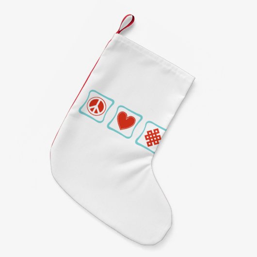 Peace Love Buddhism Squares Kleine Kerstsok (Voorkant (Hangend))