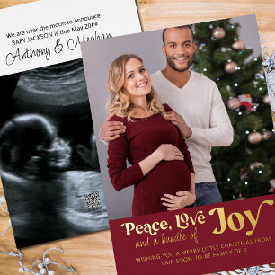 Peace Love Bundel Joy 2 Photo Pregnancy Gold Folie Feestdagenkaart