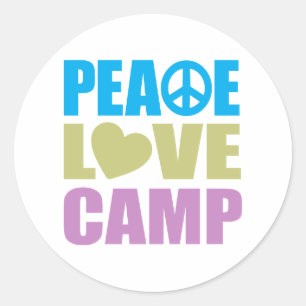 Peace Love Camp Ronde Sticker