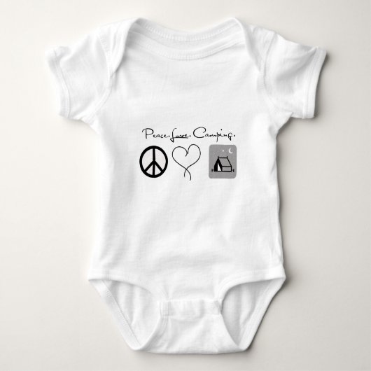 Peace Love Camping Baby Shirten Romper (Voorkant)