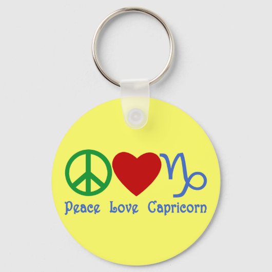 Peace Love Capricorn Zodiac Design Sleutelhanger (Voorkant)