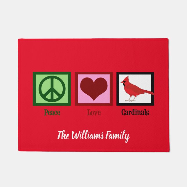 Peace Love Cardinals Kerstmis Deurmat (Voorkant)