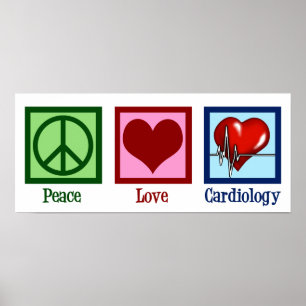 Peace Love Cardiology Heart Surgeon Hartslag Poster