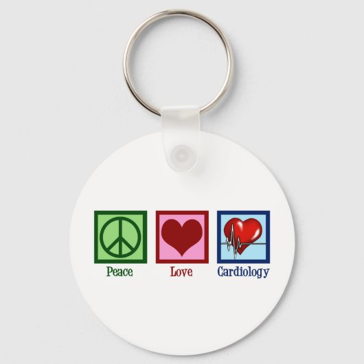 Peace Love Cardiology Heart Surgeon Hartslag Sleutelhanger (Voorkant)