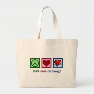 Peace Love Cardiology Heart Surgeon Heartbeat Grote Tote Bag