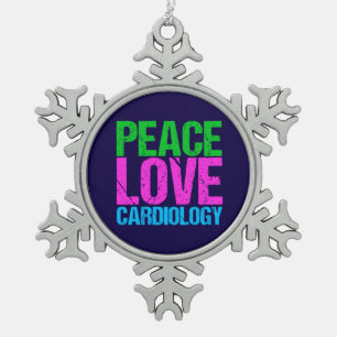 Peace Love Cardiology Tin Sneeuwvlok Ornament