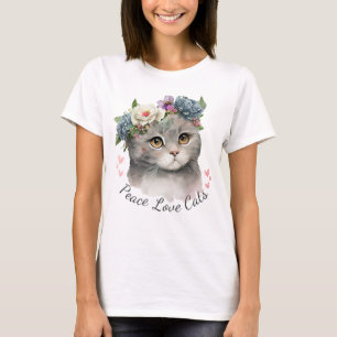 Peace love Cat T-shirt voor dames