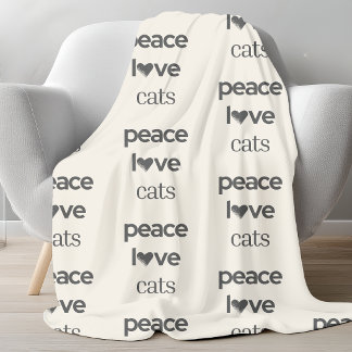 Peace Love Cats | Crème Kat Liefhebber Modern Graf Fleece Deken