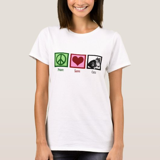 Peace Love Cats Cute Womens T-shirt (Voorkant)