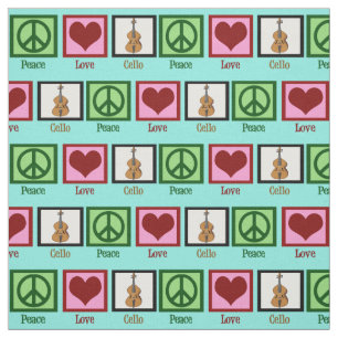 Peace Love Cello Cute Blauwgroen Stof
