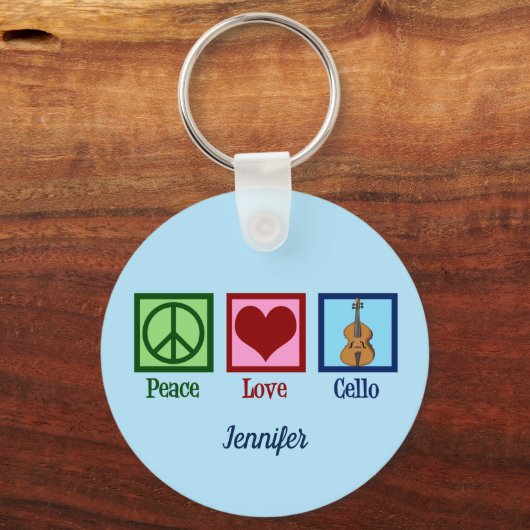 Peace Love Cello Cute Custom Sleutelhanger (Voorkant)