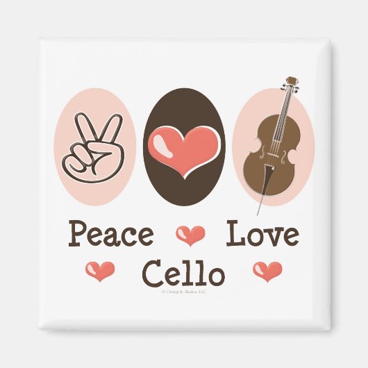 Peace Love Cello Magnet (Devant)