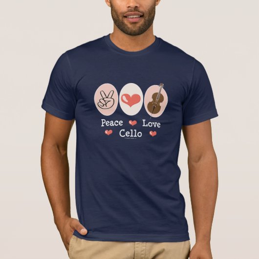 Peace Love Cello Navy Blue T shirt (Voorkant)