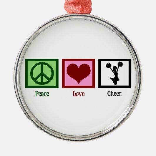 Peace Love Cheerleading Metalen Ornament (Voorkant)