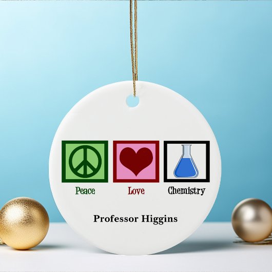 Peace Love Chemistry Teacher Custom Keramisch Ornament
