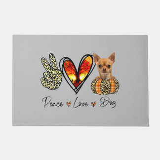 Peace Love Chihuahua Scarf Leopard Autumn Thanksgi Deurmat