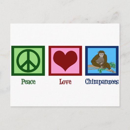 Peace Love Chimpanzees Briefkaart (Voorkant)