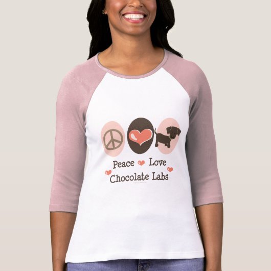 Peace Love Chocolate Labs Raglan T-shirt (Voorkant)